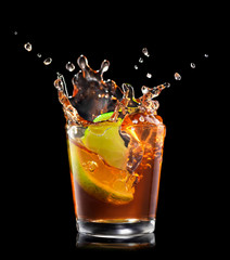 shot of tequila with splash