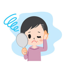 A middle woman who grows gray from the root Upper body