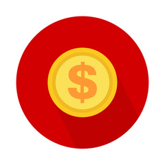 Obraz premium Dollar coin icon, symbol on color background. Vector isolated design