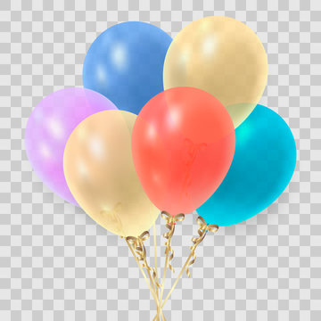 Set  realistic 3d balloons on transparent background. Vector illustration.