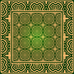 Luxury Fashion Design Print With Geometric Pattern. Vector Illustration. For Modern Interior Design, Fashion Textile Print, Wallpaper. Green gold color