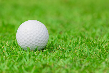 Close up of Golf ball on the green grass