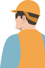 Worker in a protective helmet , vector illustration, flat style, profile