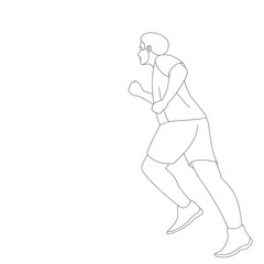 man is running, vector illustration,  lining draw, profile
