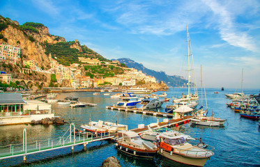 Fototapeta na wymiar Amalfi town in the Gulf of Salerno in the Italian province of Salerno, in the region of Campania, Italy.