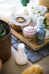 Spa products in natural setting