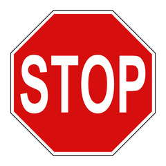 Red stop sign isolated on white with clipping path