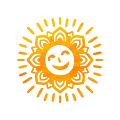 Beautiful Sun With Structure. Hand Drawn.