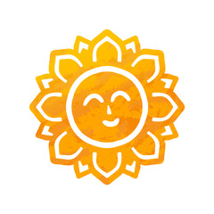 Beautiful Sun With Structure. Hand Drawn.