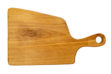 Oak cutting board on a white background.