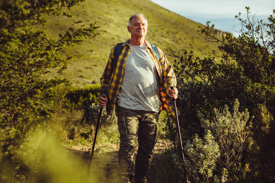 Senior Man On A Hiking Trip