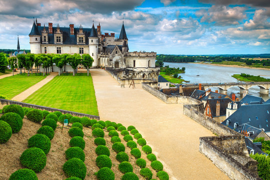 Castle of Amboise with ornamental garden, Loire valley, France, Europe