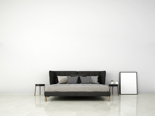 The loft bedroom and concrete wall texture background 