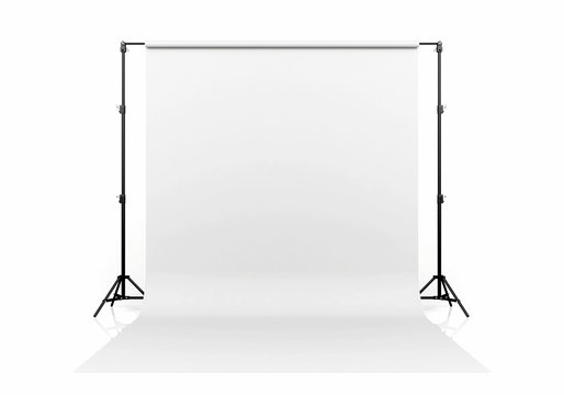 White backdrop isolated on white background, 3D Rendering