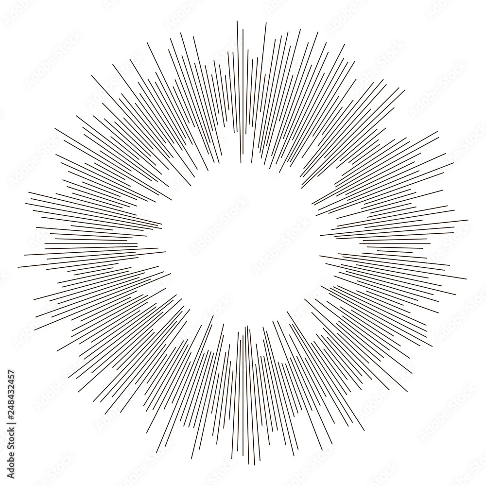 Sticker retro bursting rays design elements. set of radial lines emblem. design elements. linear drawing. ve