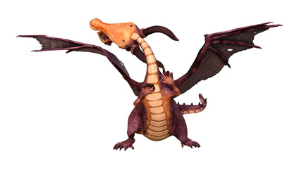3D Rendering Fairy Tale Dragon on White