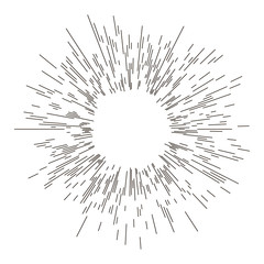 Naklejka premium Vintage sunburst explosion lines.Fireworks black rays design element. Linear drawing vector. Linear radial burst