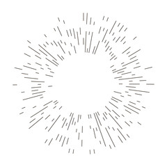 Fototapeta premium Vintage sunburst explosion lines.Fireworks black rays design element. Linear drawing vector. Linear radial burst