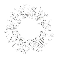 Vintage sunburst explosion lines.Fireworks black rays design element. Linear drawing vector. Linear radial burst