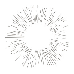 Obraz premium Sun rays linear drawing. Isolated burst design elements. Vector vintage bursting rays illustration.Retro style vector. T-shirt print.