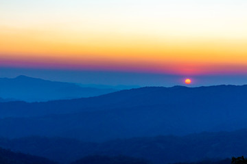 colorful of sky in the evening or morning at famous mountain in Thailand