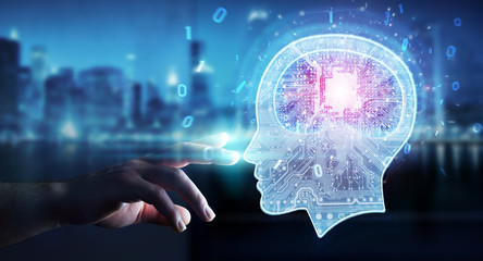 Businessman creating artificial intelligence 3D rendering