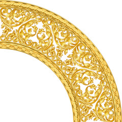 golden ornamental quarter segment on white
