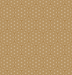Seamless traditional Japanese ornament Kumiko.Golden color background..