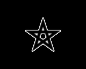 Shining retro neon star. Vintage bright sign board for your design. Vector illustration.