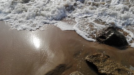 foam formed by sea wave