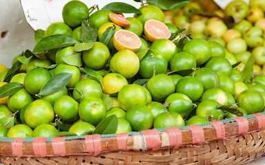 tropical spices and fruits sold at a local market in Hanoi (Vietnam)