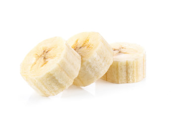 Banana slices isolated on white background