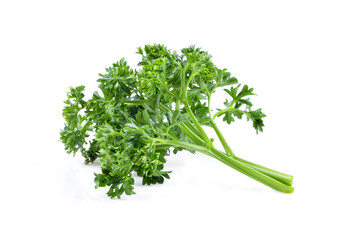 Leaves of parsley isolated on white background