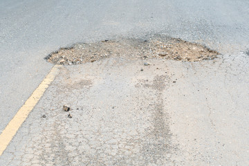 dangerous  hole in the asphalt highway