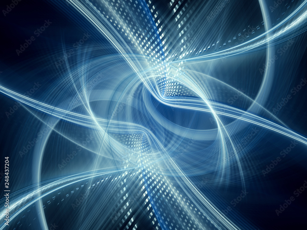 Poster abstract digital art background. symmetry composition of curves ands grids. detailed fractal graphic