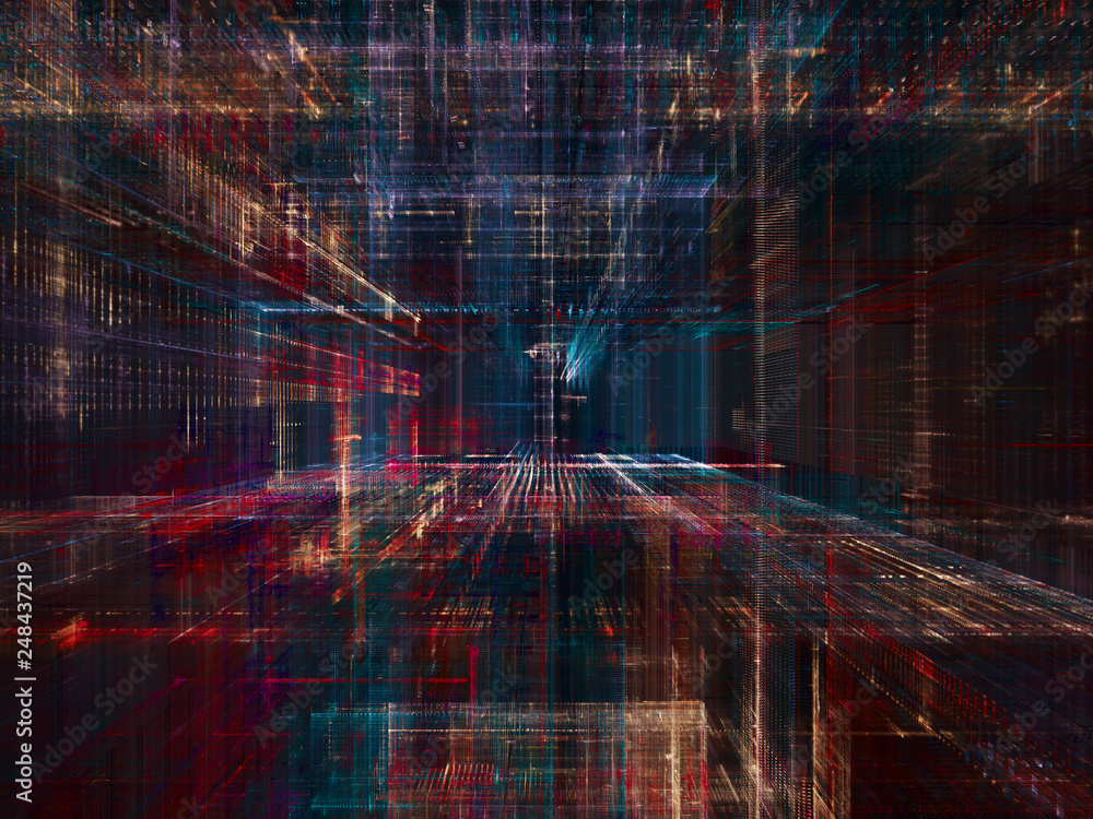 Aufkleber abstract background. digital data visualization. 3d illustration based on fractal graphics.