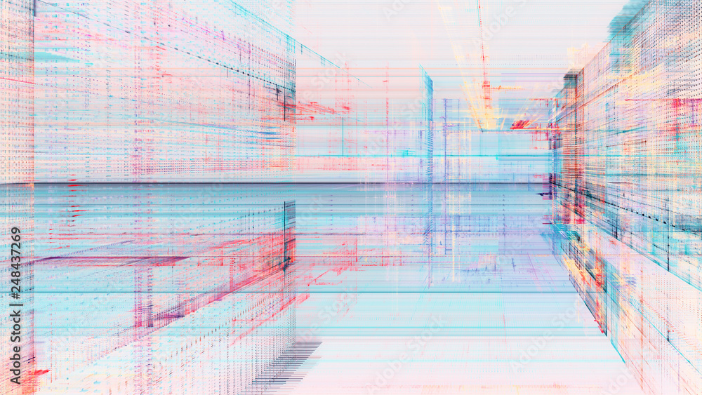 Aufkleber abstract background. digital data visualization. 3d illustration based on fractal graphics.