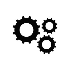 Gear black icon. Isolated on white background. Vector illustration.