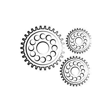 Gear outline icon. Isolated on white background. Vector illustration.