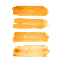 Orange brush stroke watercolor on white background. Vector illustration.
