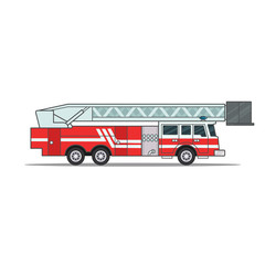 Red fire rescue car with white stripe. Vector illustration. Fire Engine.