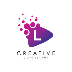 Dotted Play L Letter Logo