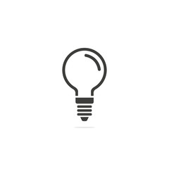 Monochrome vector illustration of a light bulb, isolated on a white background.