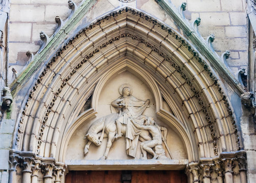 Saint Martin of Tours, tympanum of St Severin Church in Paris