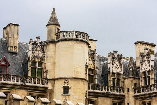 View of the Musee de Cluny, a landmark national museum of medieval arts and Middle Ages history located in the fifth arrondissement of Paris, France.