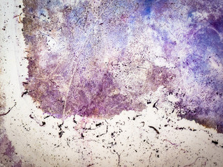 Grunge of blue and purple color on paper cause from humidity.