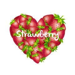 Strawberry heart. Vector heart made of strawberries.