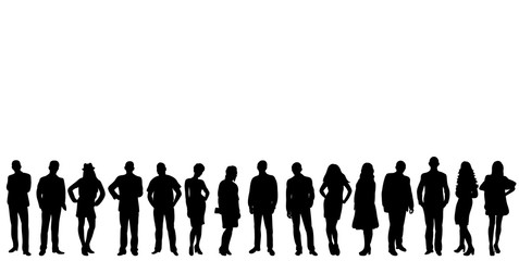 isolated, silhouette of a group of people