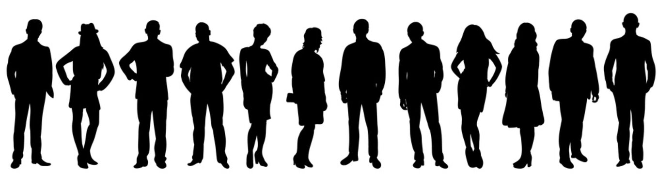 crowd of people standing, isolated, vector