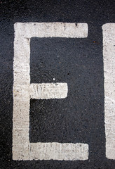 Written Wording in Distressed State Typography Found Letter E